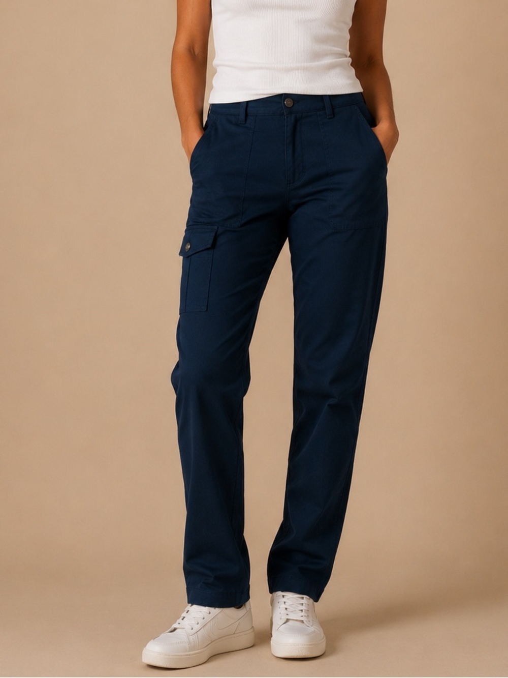 J. Jill Navy Straight-Leg Utility Pants Size 4